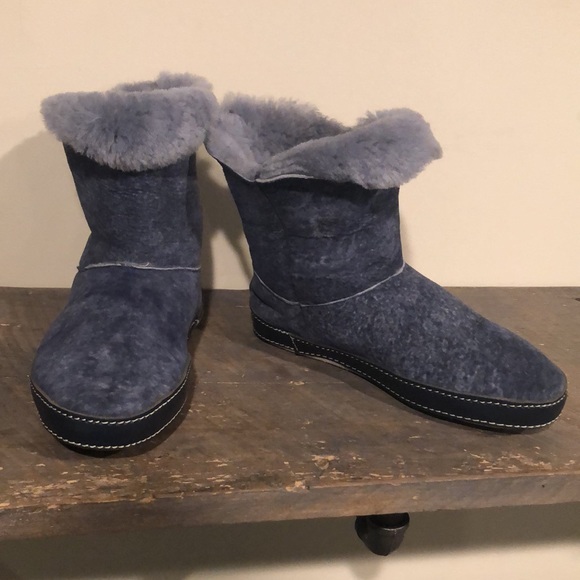 Ross & Snow Gemma Shearling  Stonewashed suede leather bootie slippers - Picture 5 of 16